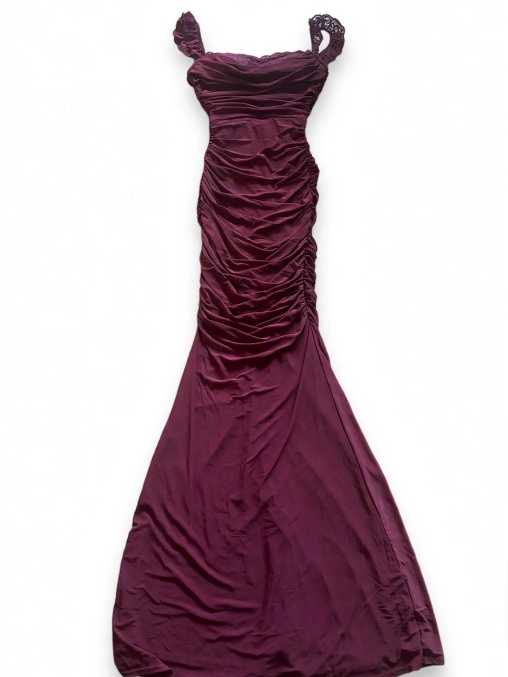 Windsor Burgundy Ruched Lace Up Maxi Dress Size S NWT Formal Prom Wedding Guest